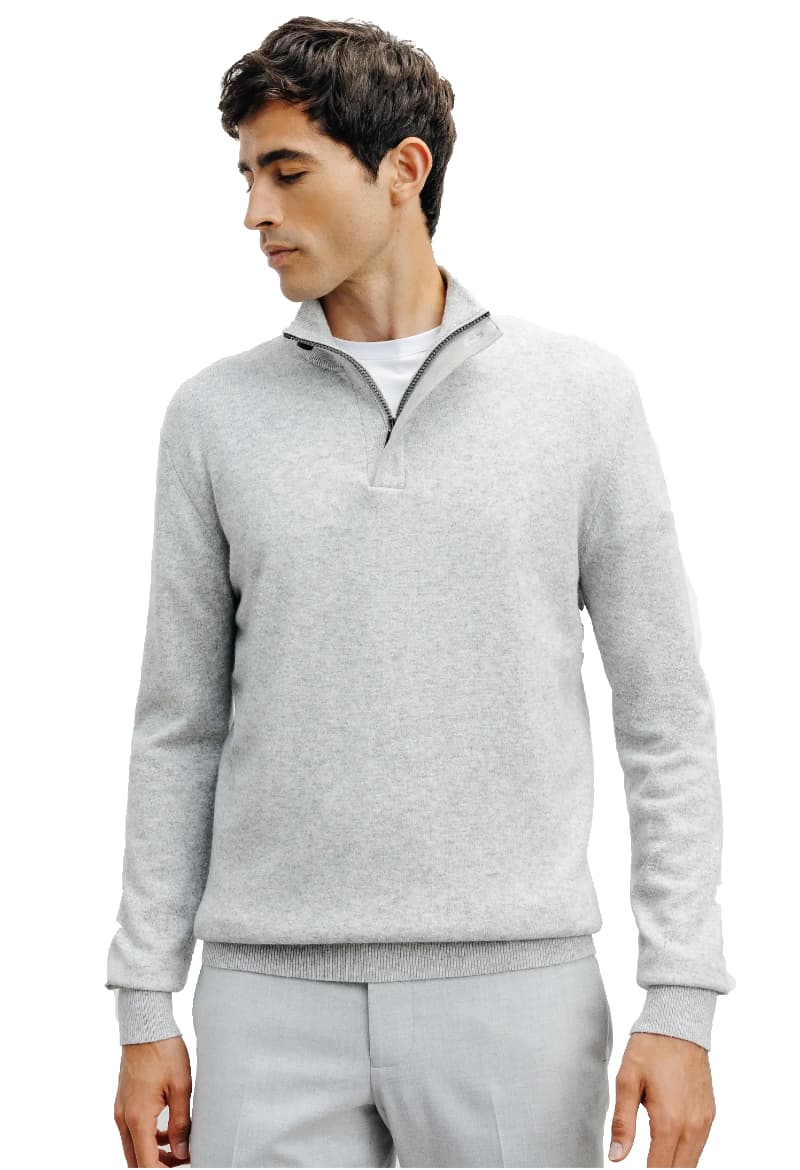 ΑΝΔΡΙΚΟ ΠΛΕΚΤΟ ΖΙΒΑΓΚΟ IZAC COL MONTANT ZIP UNI BHONO ΚΑΝΟΝΙΚΗ ΓΡΑΜΜΗ ΓΚΡΙ