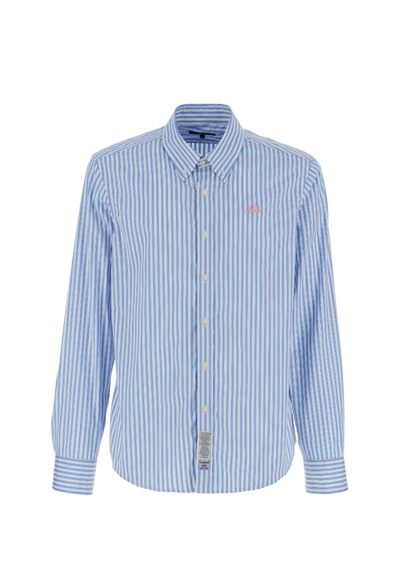 ΑΝΔΡΙΚΟ ΠΟΥΚΑΜΙΣΟ LA MARTINA ΜΑΚΡΥΜΑΝΙΚΟ ΓΑΛΑΖΙΟ/ΛΕΥΚΟ