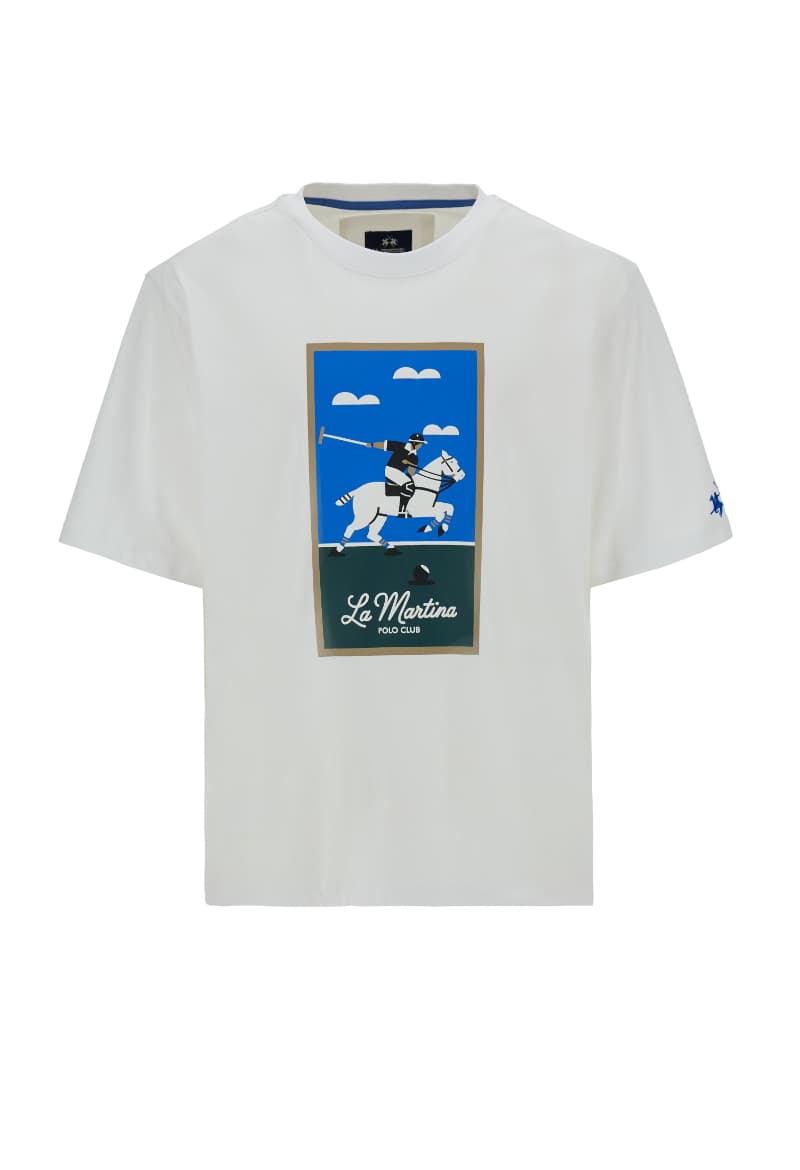 ΑΝΔΡΙΚΟ T-SHIRT LA MARTINA ΚΟΝΤΟΜΑΝΙΚΟ ΜΕ ΤΥΠΩΜΑ ΛΕΥΚΟ