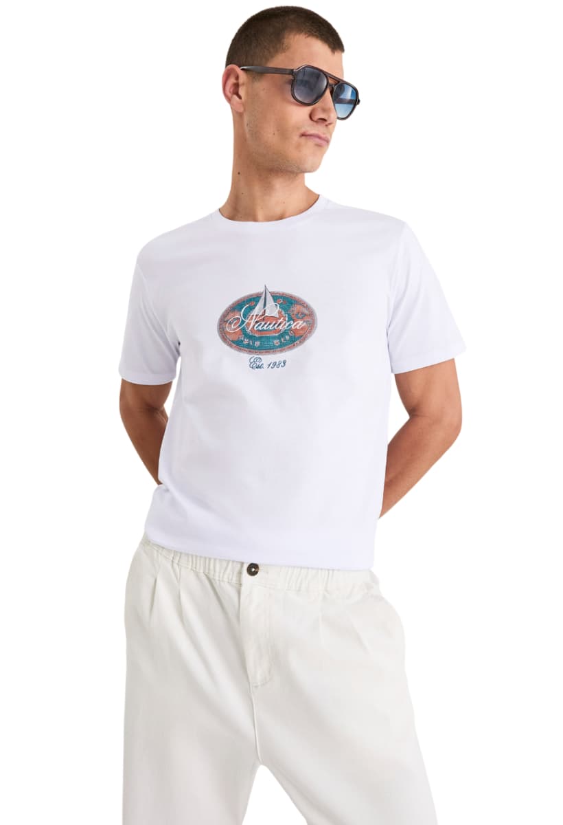 ΑΝΔΡΙΚΟ T-SHIRT NAUTICA ΚΟΝΤΟΜΑΝΙΚΟ ΛΕΥΚΟ