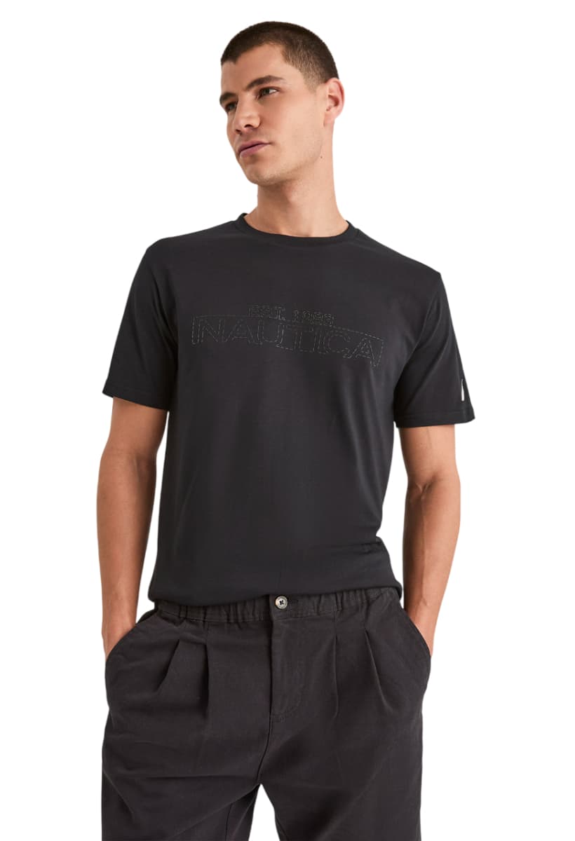 ΑΝΔΡΙΚΟ T-SHIRT NAUTICA ΚΟΝΤΟΜΑΝΙΚΟ ΜΑΥΡΟ