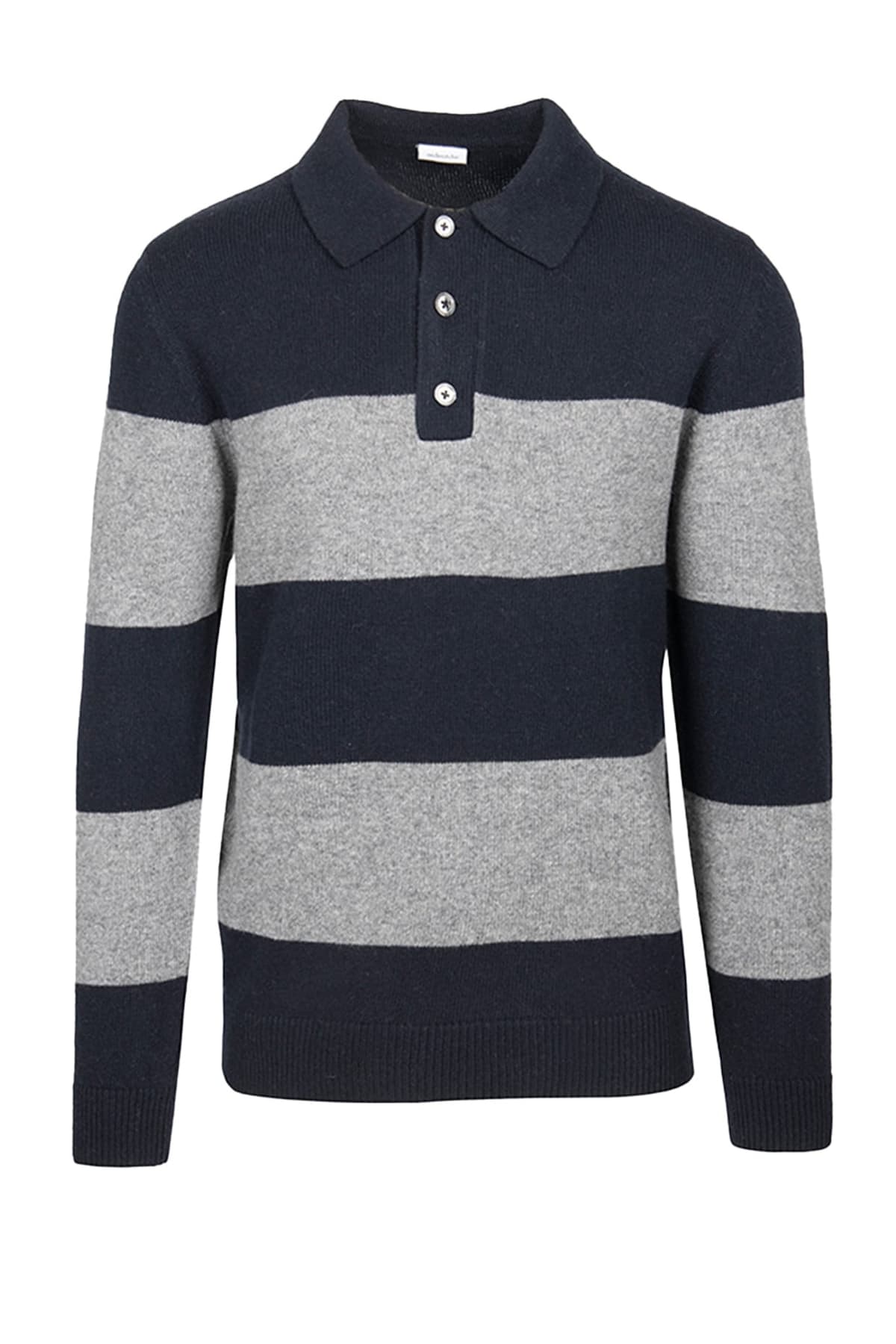 ΑΝΔΡΙΚΟ POLO ΜΑΛΛΙΝΟ ΡΙΓΕ ΜΠΛΕ-ΓΚΡΙ REGULAR FIT