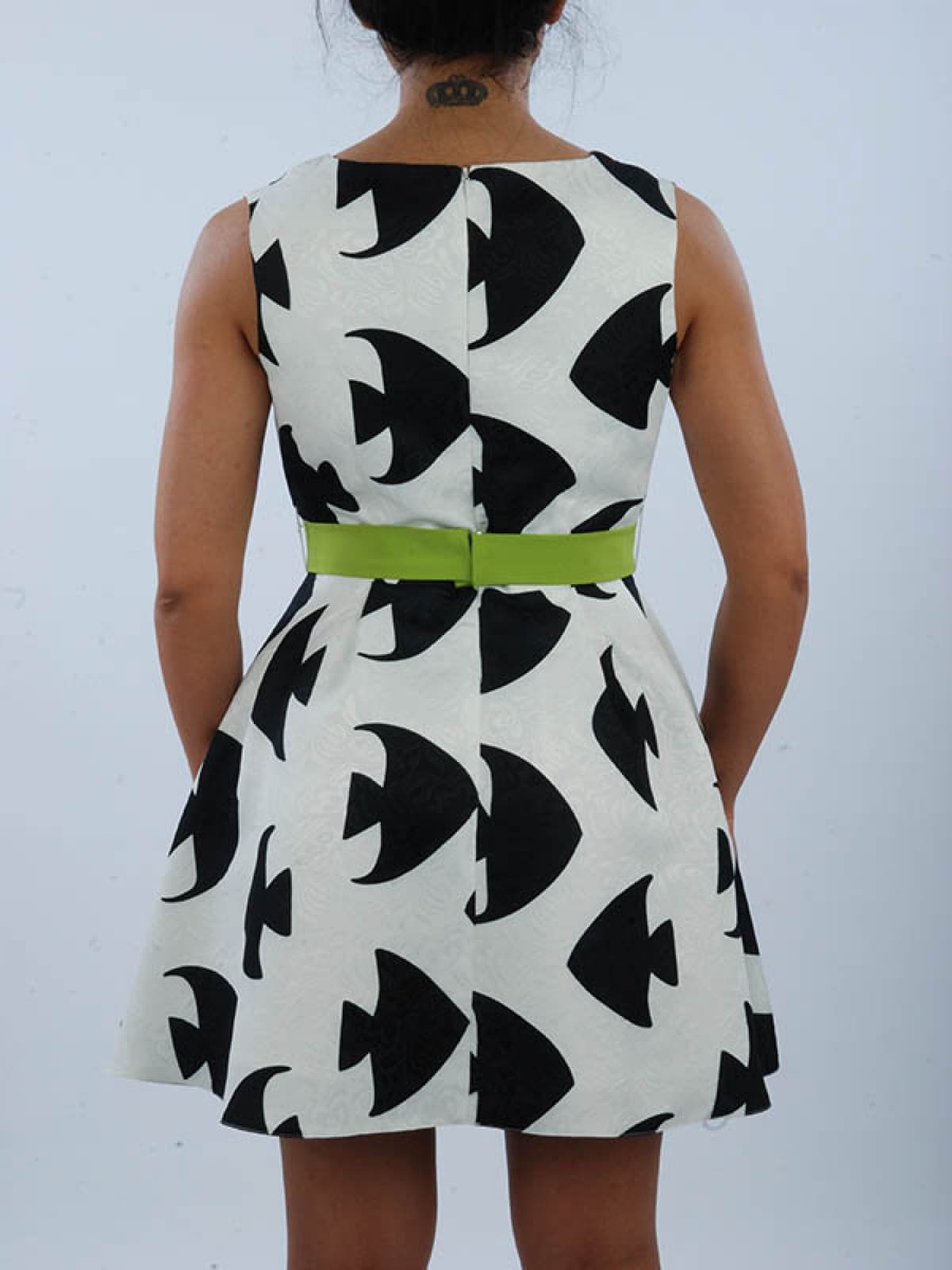 ALLURE ΦΟΡΕΜΑ ΑΜΑΝΙΚΟ ΖΩΝΗ ΚΟΣΜΗΜΑ FISH PRNT ΛΕΥΚΟ-ΜΑΥΡΟ