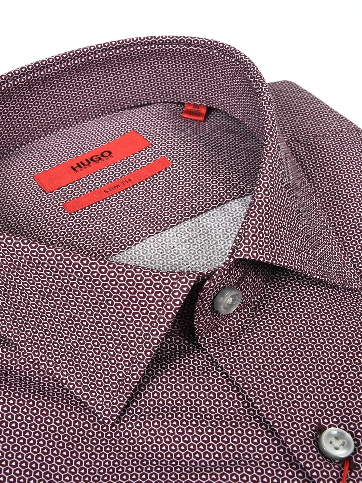 HUGO ΠΟΥΚΑΜΙΣΟ SLIM FIT ΜΙΚΡΟΣΧΕΔΙΟ JENNO ΜΠΟΡΝΤΩ