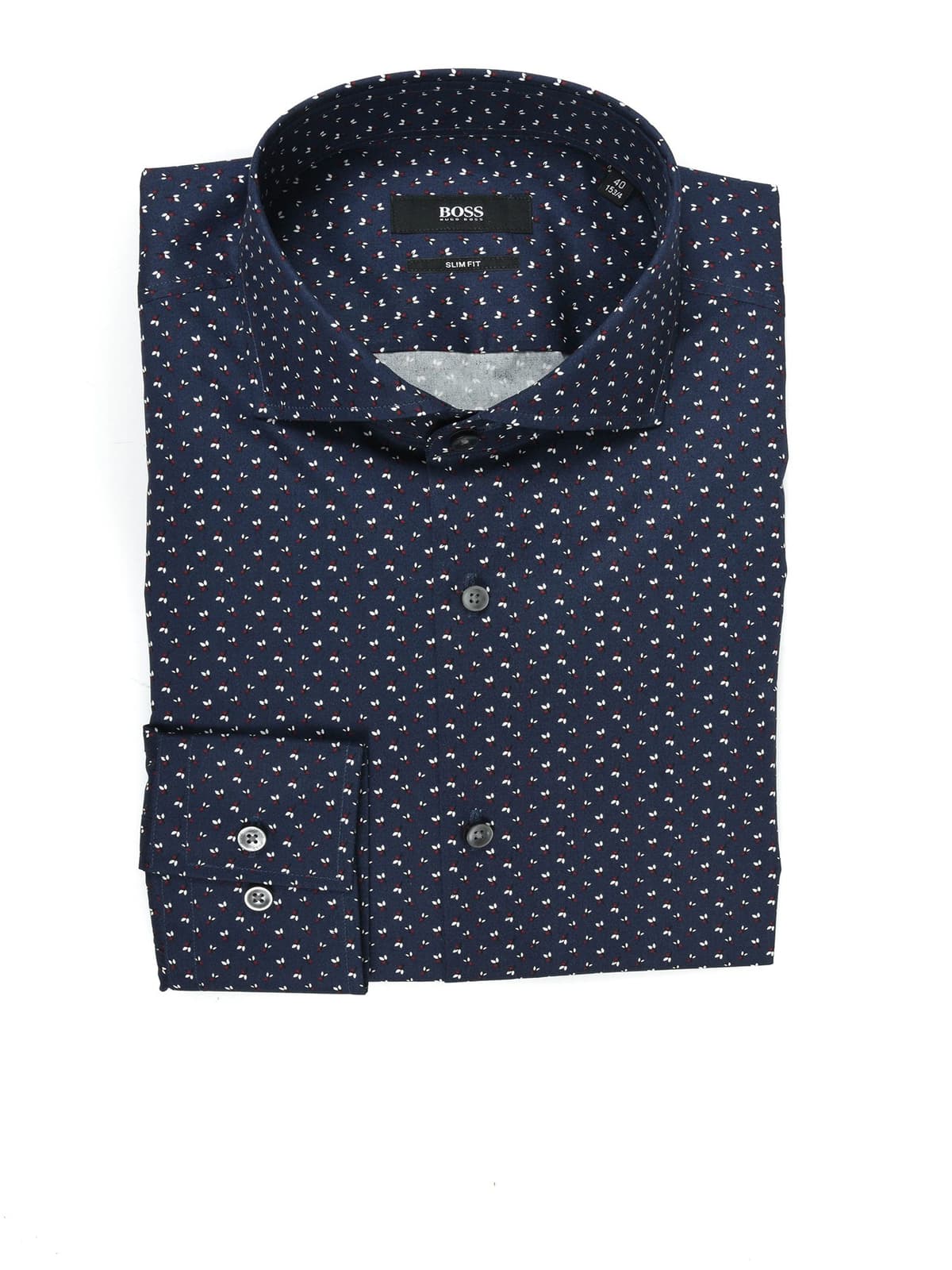 BOSS ΠΟΥΚΑΜΙΣΟ SLIM FIT ΜΙΚΡΟΣΧΕΔΙΟ JASON ΜΠΛΕ