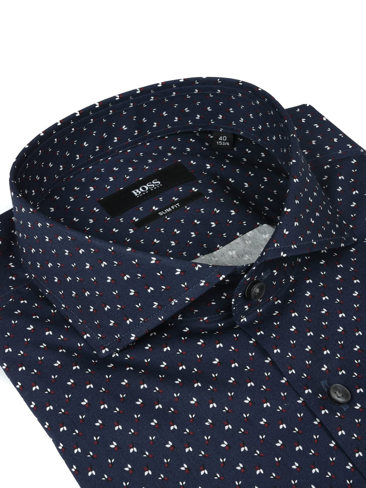 BOSS ΠΟΥΚΑΜΙΣΟ SLIM FIT ΜΙΚΡΟΣΧΕΔΙΟ JASON ΜΠΛΕ