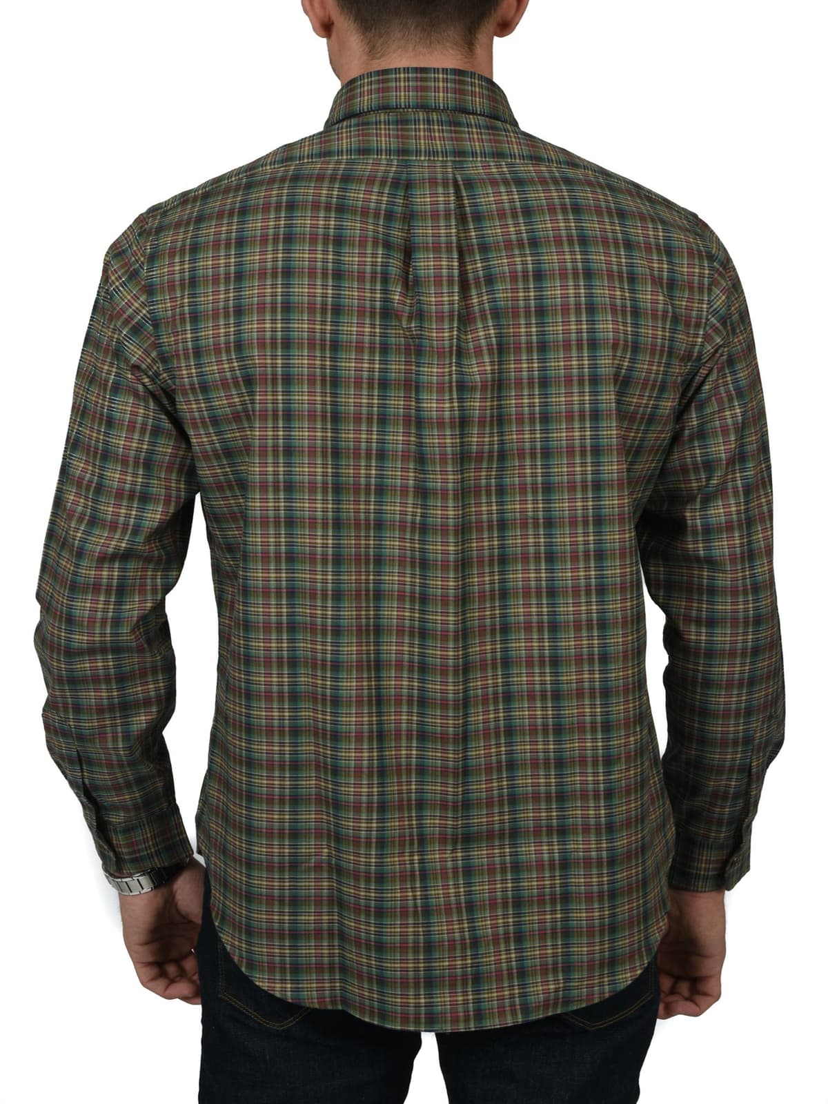 RALPH LAUREN ΠΟΥΚΑΜΙΣΟ BD ΚΑΡΩ MULTI ΧΑΚΙ