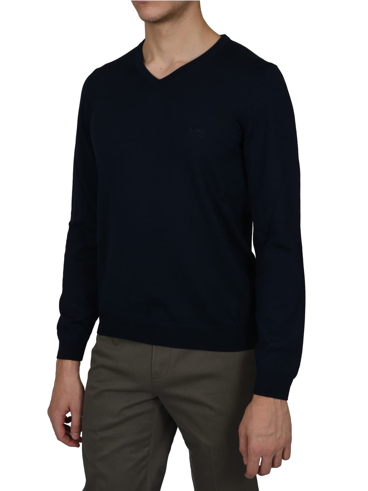 BOSS GREEN ΠΛΕΚΤΟ VNECK CALLUM MERINO REGULAR FIT AVIATOR ΜΠΛΕ