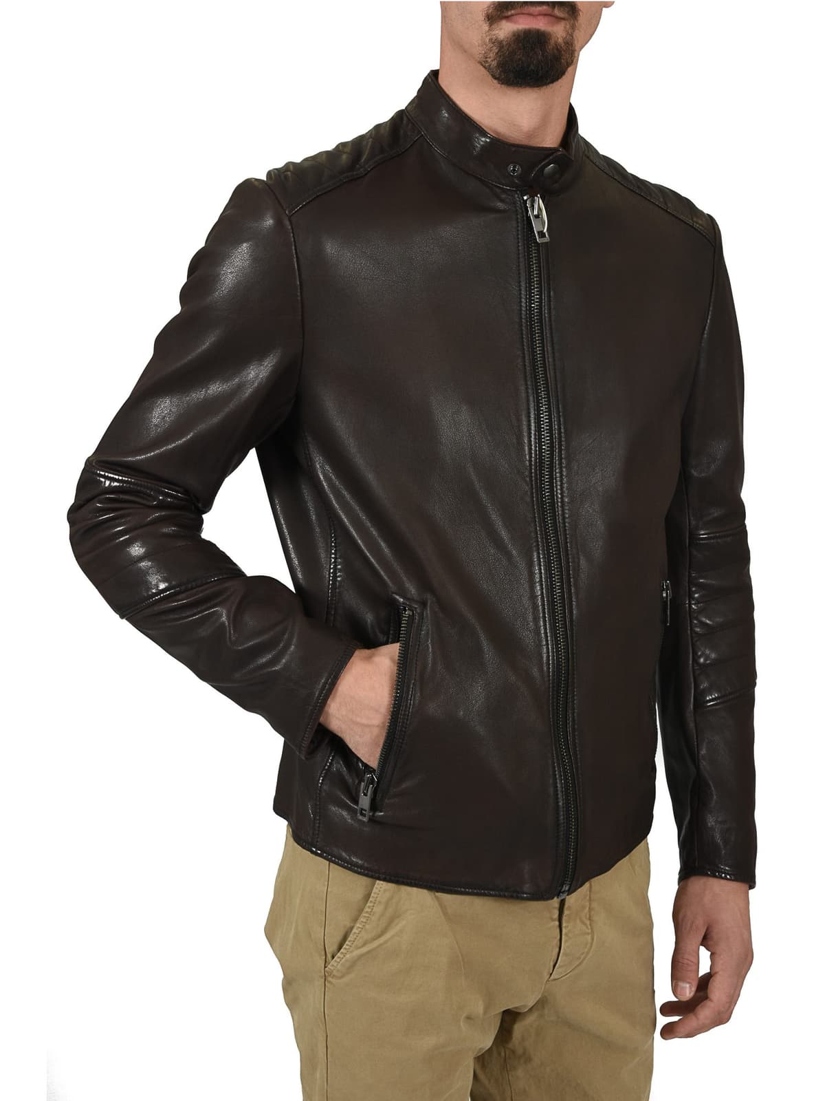 BOSS ORANGE ΜΠΟΥΦΑΝ BIKER ΔΕΡΜΑ JEEPER ΚΑΦΕ