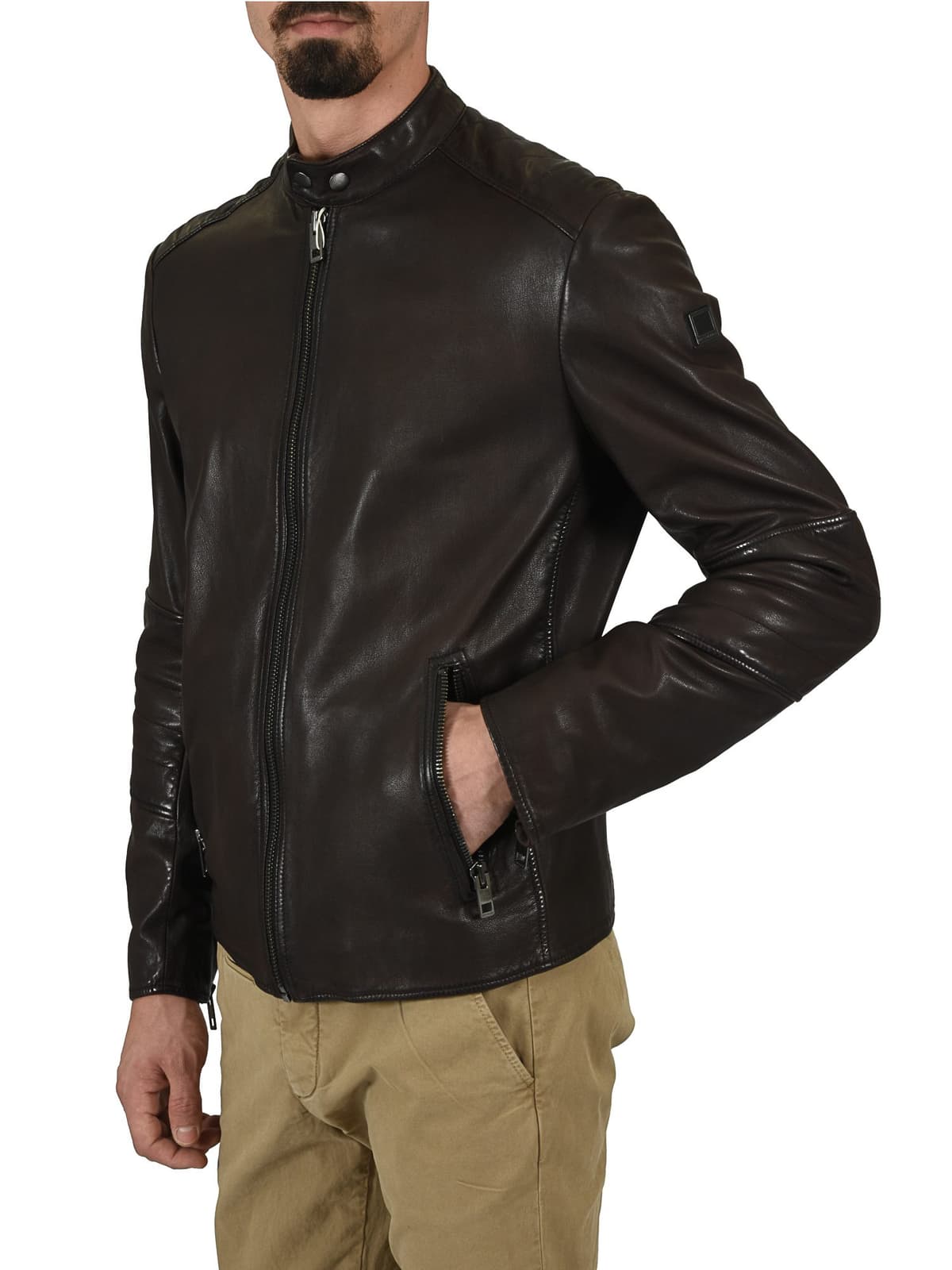 BOSS ORANGE ΜΠΟΥΦΑΝ BIKER ΔΕΡΜΑ JEEPER ΚΑΦΕ