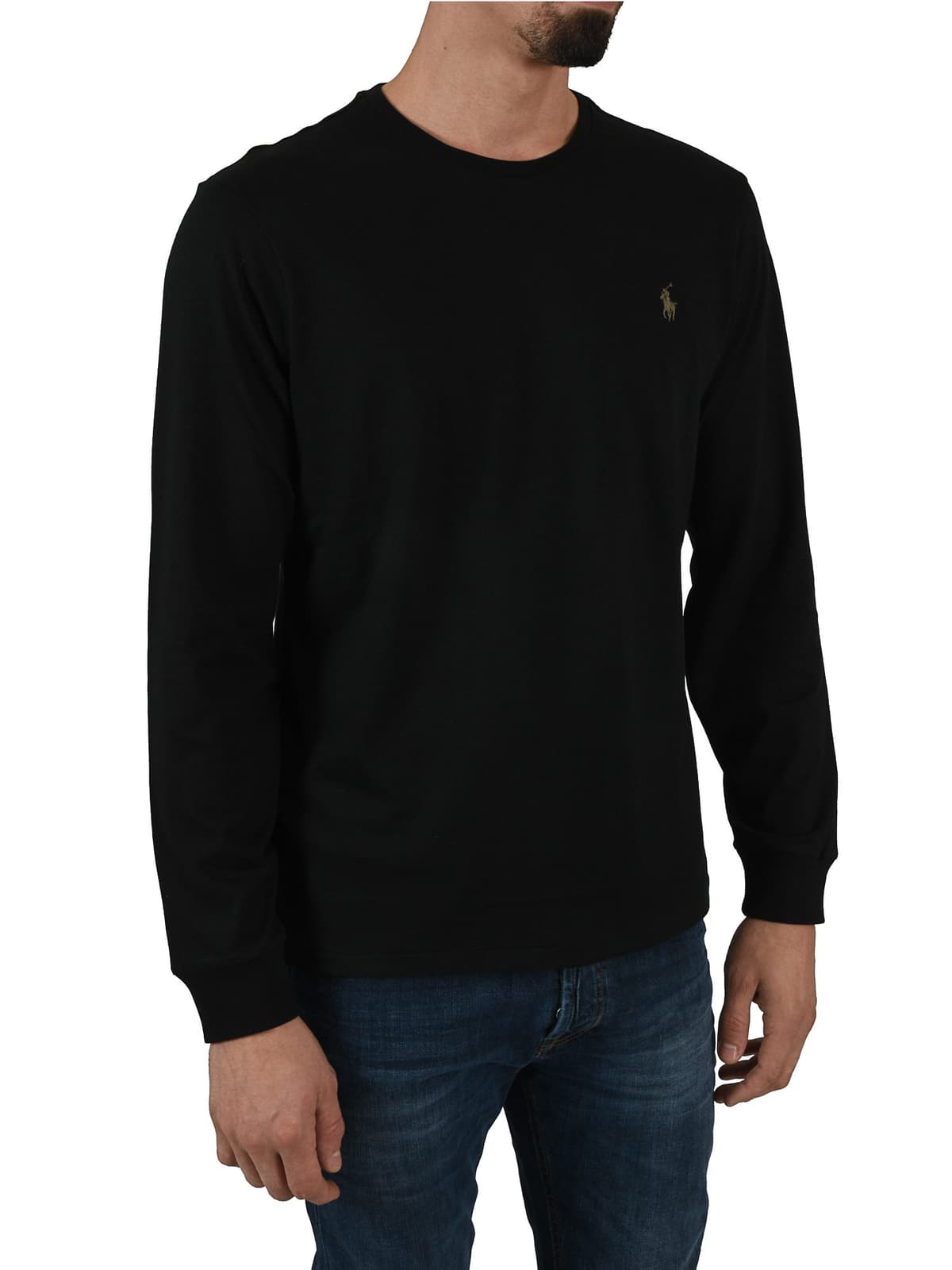 RALPH LAUREN T-SHIRT CUSTOM SLIM FIT ΜΑΥΡΟ