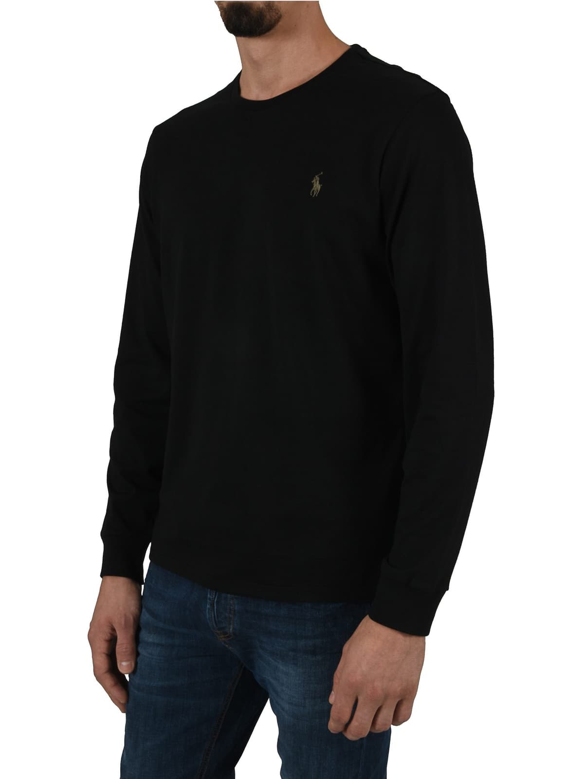 RALPH LAUREN T-SHIRT CUSTOM SLIM FIT ΜΑΥΡΟ