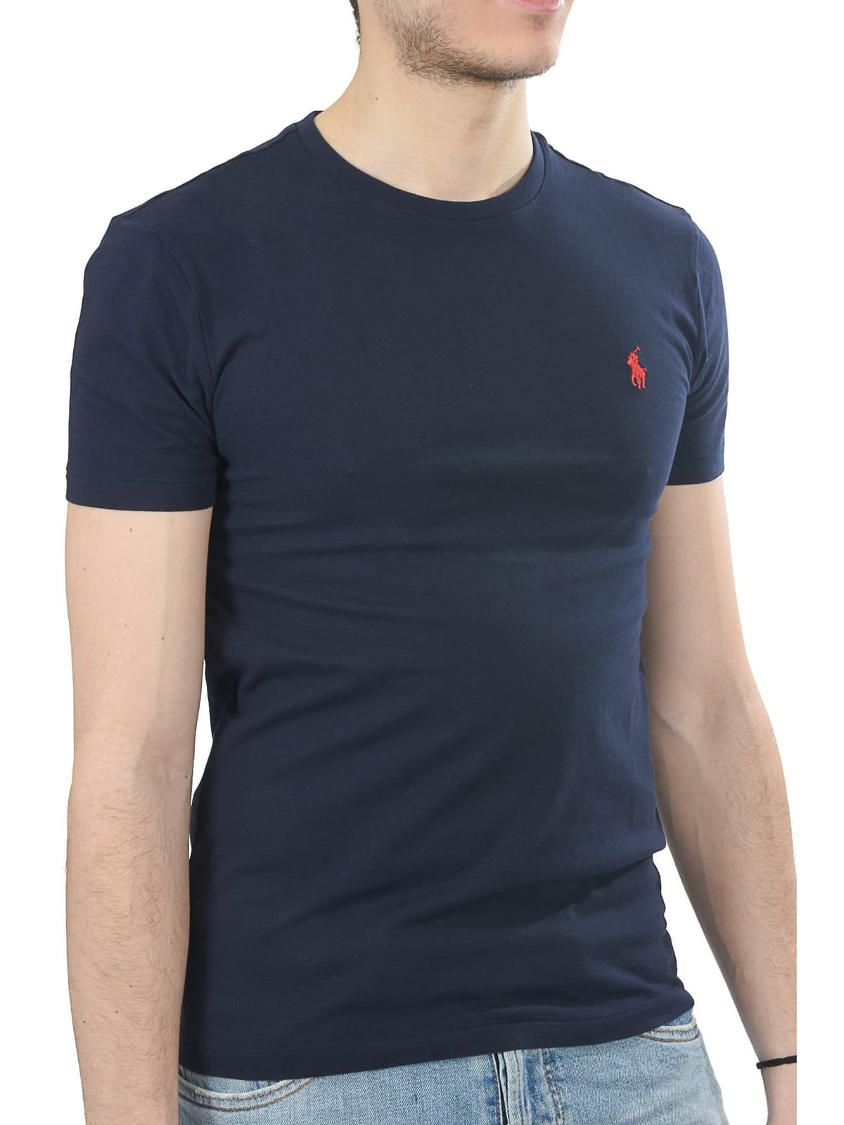 RALPH LAUREN T-SHIRT CUSTOM SLIM FIT BSR ΜΠΛΕ