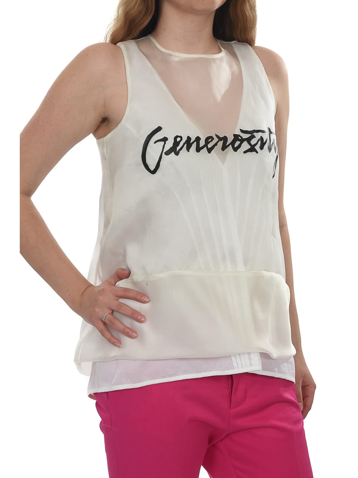 DONDUP TOP CAMICIA GETHE ΣΤΑΜΠΑ ΑΜΑΝΙΚΟ ΛΕΥΚΟ