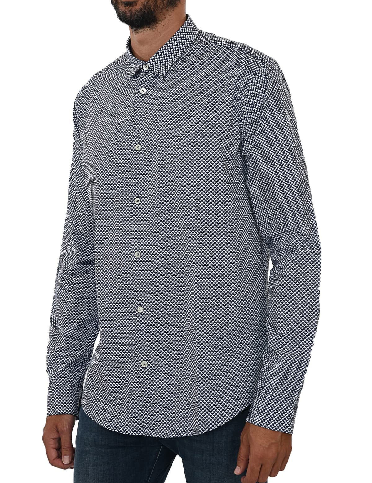 EMPORIO ARMANI ΠΟΥΚΑΜΙΣΟ ΜΙΚΡΟΣΧΕΔΙΟ ΜΠΛΕ