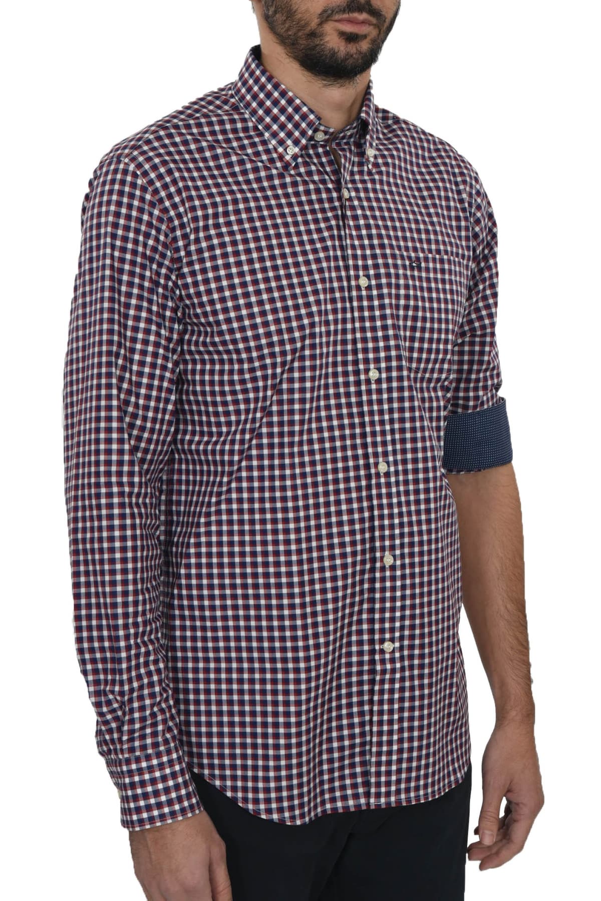 PAUL&SHARK ΠΟΥΚΑΜΙΣΟ BUTTON DOWN ΚΑΡΩ ΜΠΟΡΝΤΩ-ΜΠΛΕ