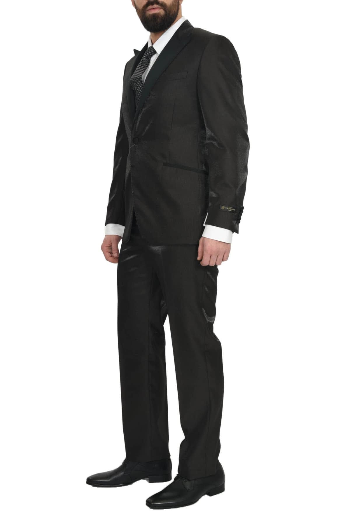 CORNELIANI ΚΟΣΤΟΥΜΙ SMOKIN ΜΕ ΓΙΛΕΚΟ ΡΙΓΕ ΚΑΦΕ-ΜΑΥΡΟ