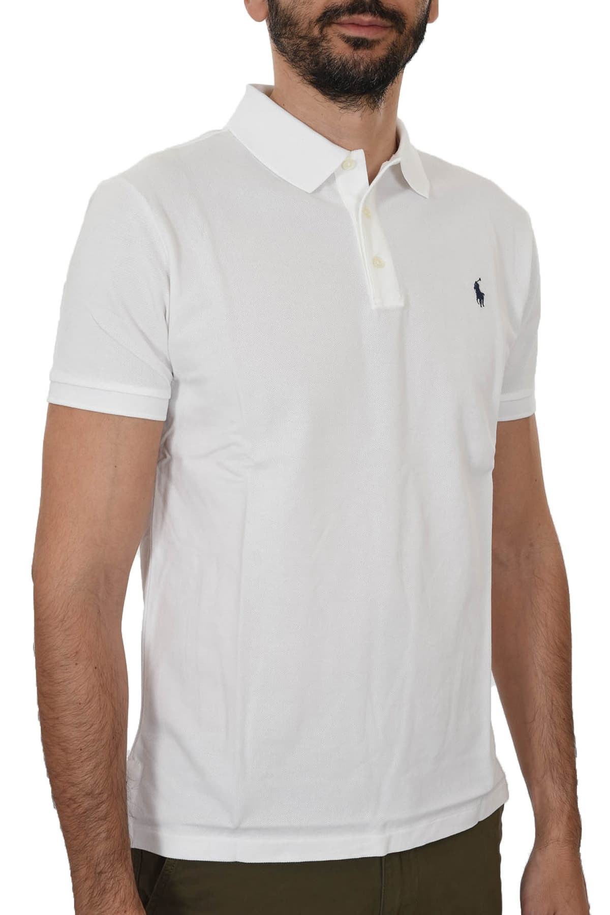 RALPH LAUREN POLO SLIM FIT STRETCH MESH BSR ΛΕΥΚΟ