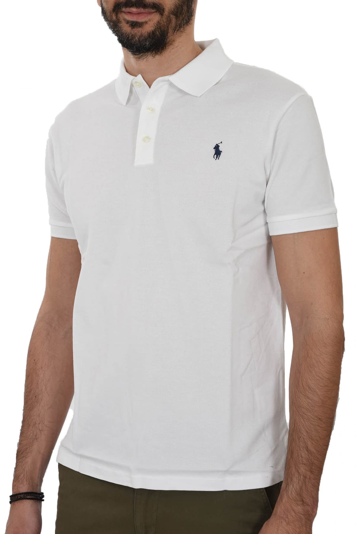 RALPH LAUREN POLO SLIM FIT STRETCH MESH BSR ΛΕΥΚΟ