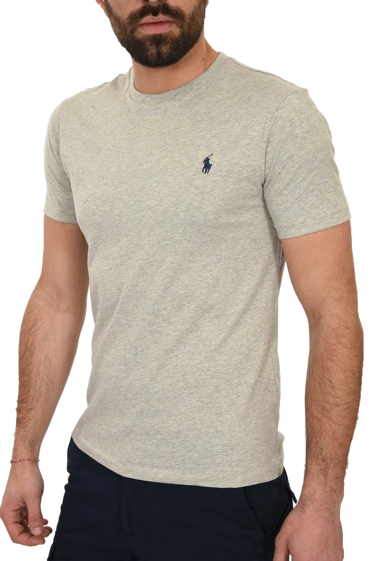RALPH LAUREN T-SHIRT LOGO CUSTOM SLIM FIT BSR ΓΚΡΙ