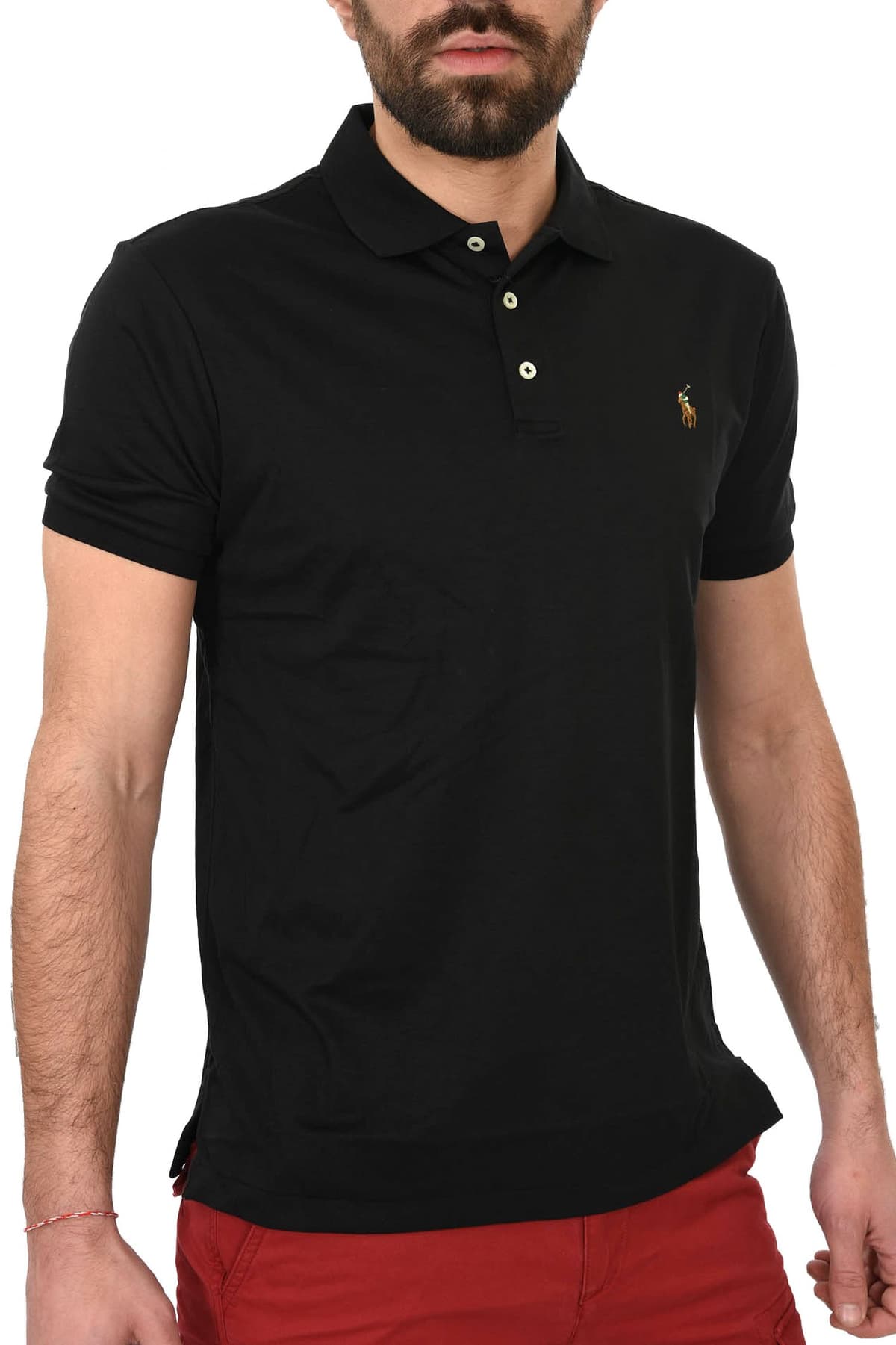 RALPH LAUREN POLO INTERLOCK SLIM FIT BSR ΜΑΥΡΟ