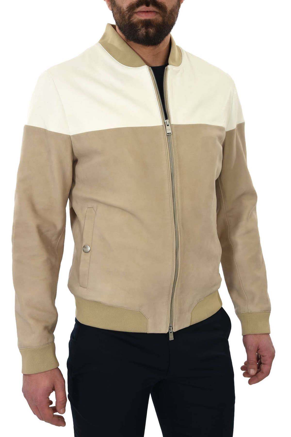 BOSS BUSINESS ΜΠΟΥΦΑΝ BOMBER MAROL ΛΕΥΚΟ-ΜΠΕΖ