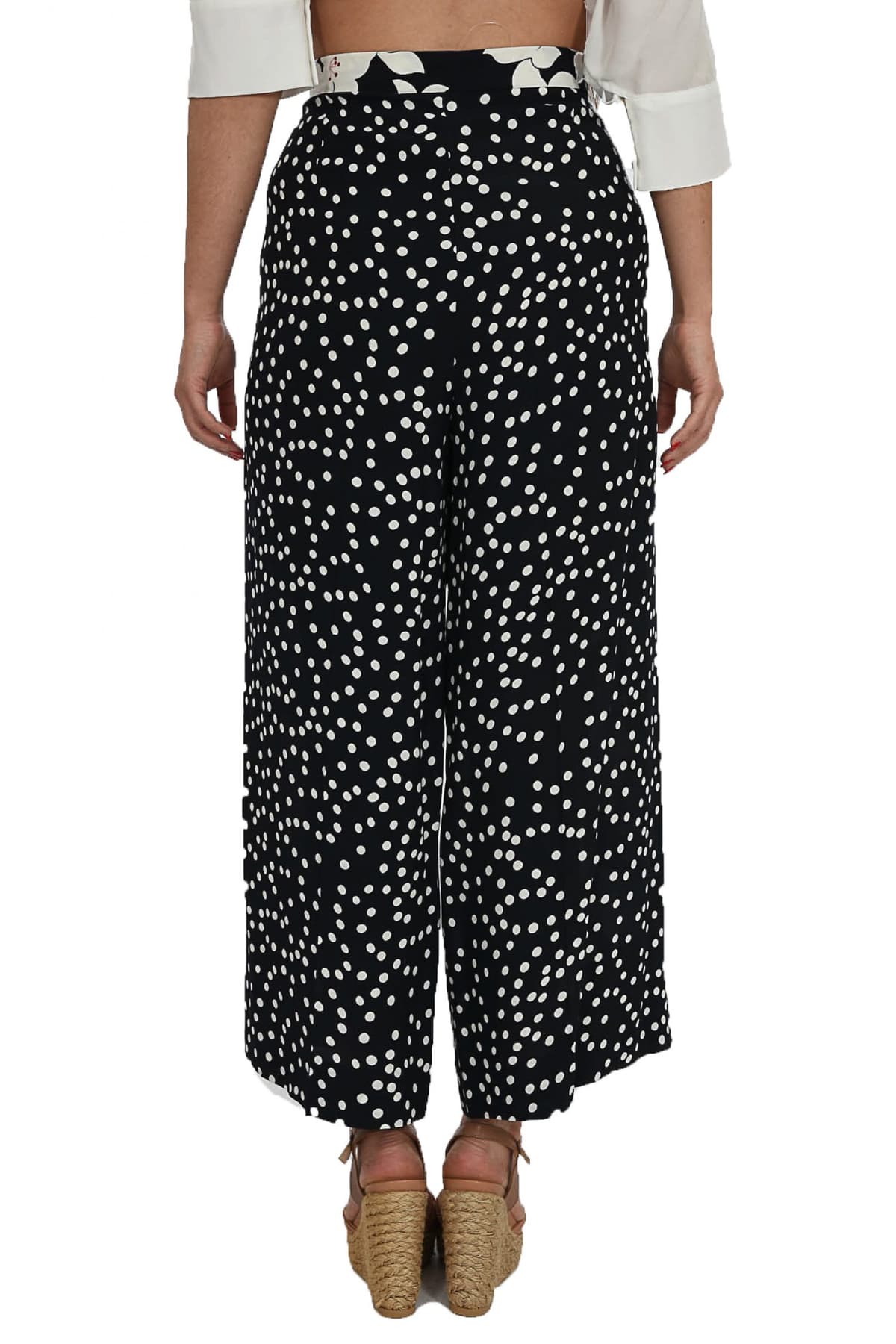 MARELLA EMME ΠΑΝΤΕΛΟΝΑ CROPPED FLORAL DECIBEL ΜΠΛΕ