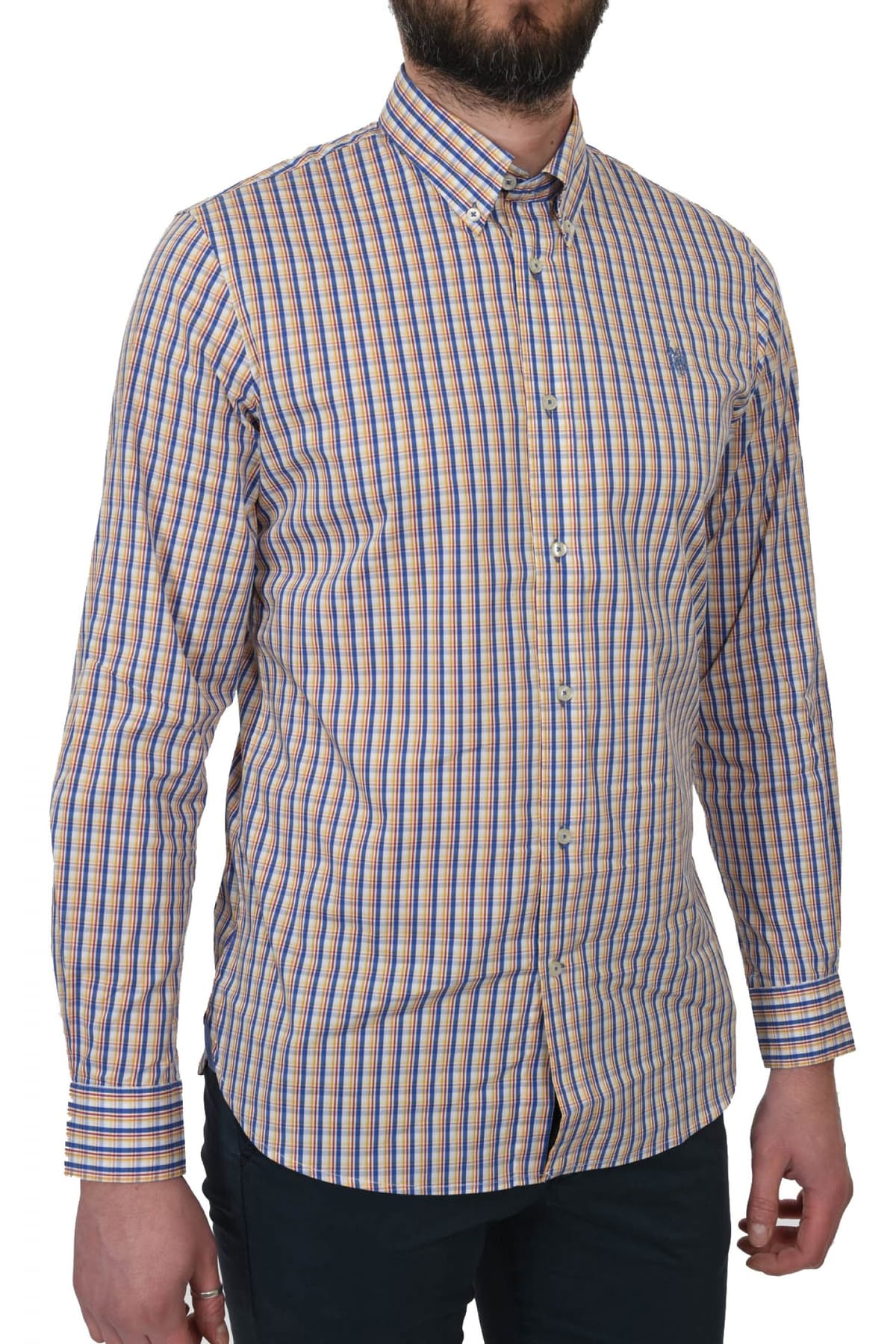 U.S. POLO ASSN. ΠΟΥΚΑΜΙΣΟ ΚΑΡΩ SLIM FIT CODY BD ΜΠΛΕ