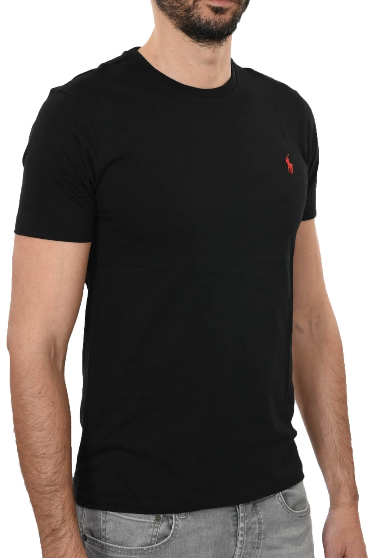 RALPH LAUREN T-SHIRT CUSTOM SLIM FIT ΚΟΝΤΟΜΑΝΙΚΟ BSR ΜΑΥΡΟ