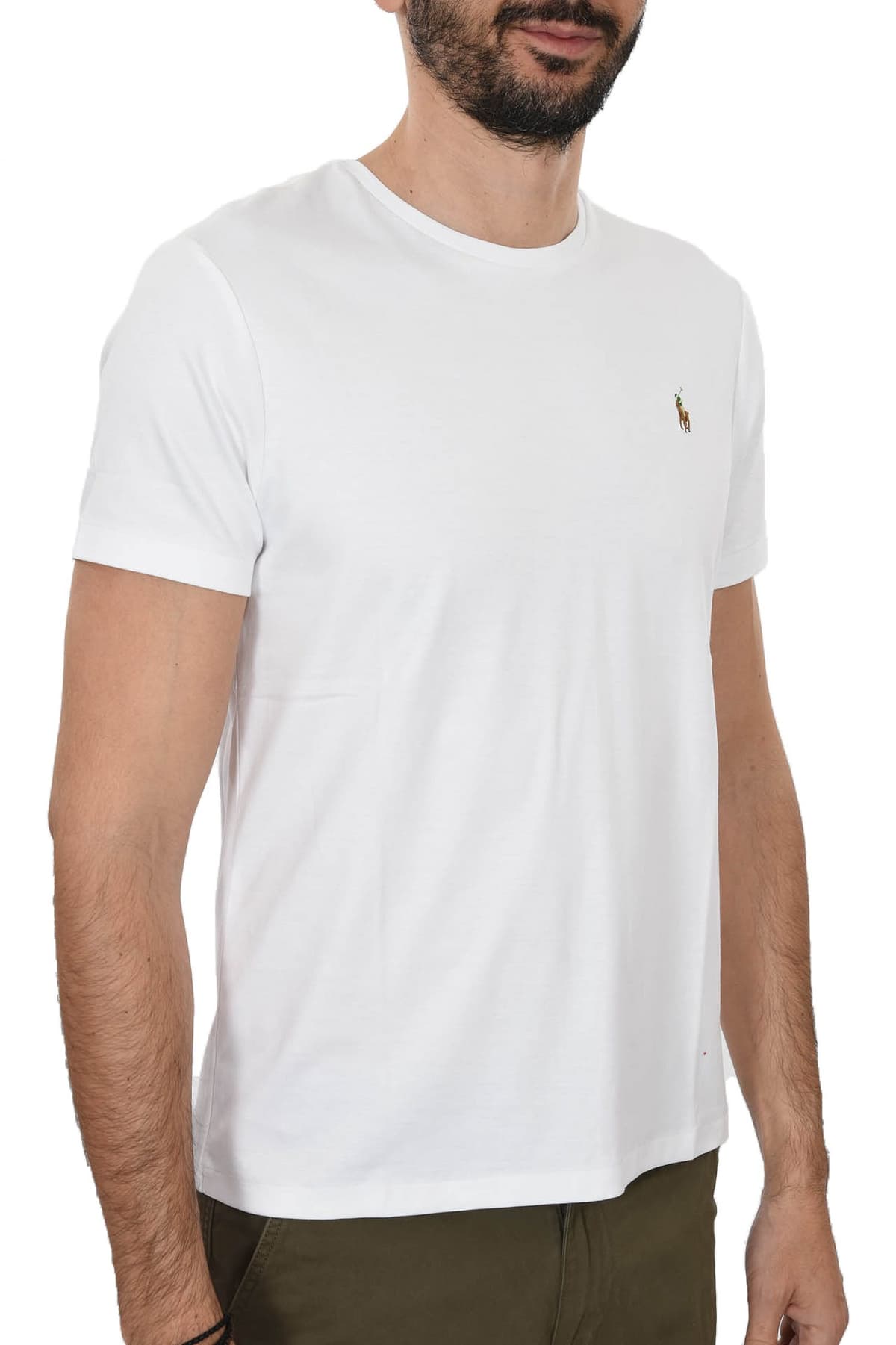 RALPH LAUREN T-SHIRT INTERLOCK LOGO CUSTOM SLIM FIT ΛΕΥΚΟ