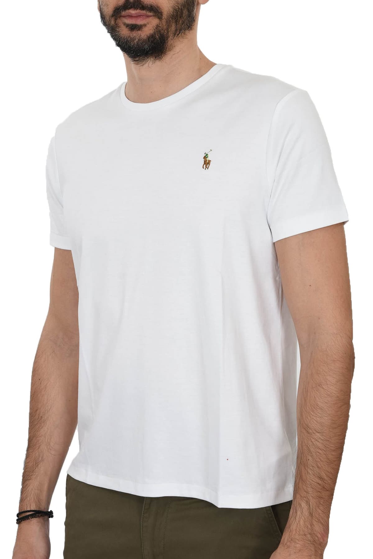 RALPH LAUREN T-SHIRT INTERLOCK LOGO CUSTOM SLIM FIT ΛΕΥΚΟ