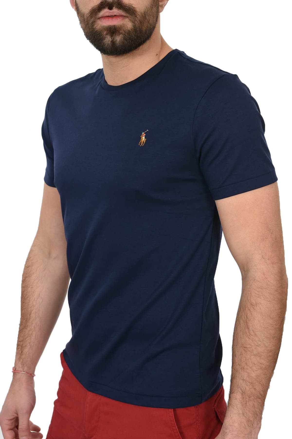 RALPH LAUREN T-SHIRT LOGO CUSTOM SLIM FIT ΜΠΛΕ