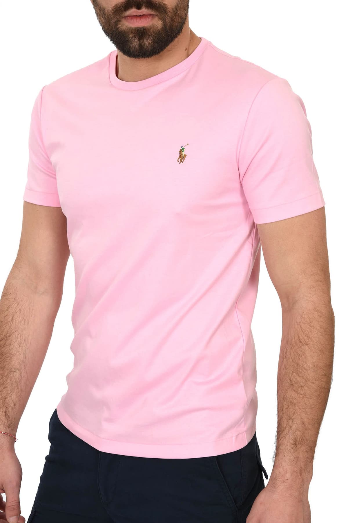 RALPH LAUREN T-SHIRT LOGO CUSTOM SLIM FIT ΡΟΖ