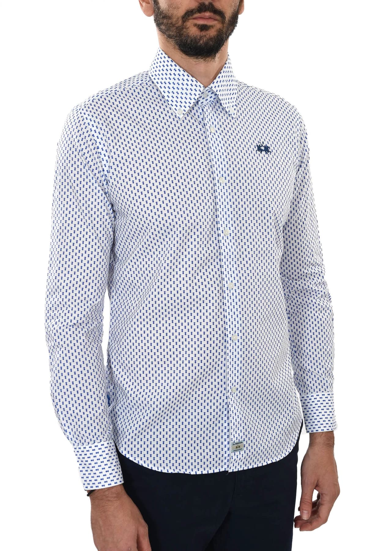 LA MARTINA ΠΟΥΚΑΜΙΣΟ BUTTON DOWN ALL OVER PRINT REGULAR FIT ΛΕΥΚΟ-ΜΠΛΕ