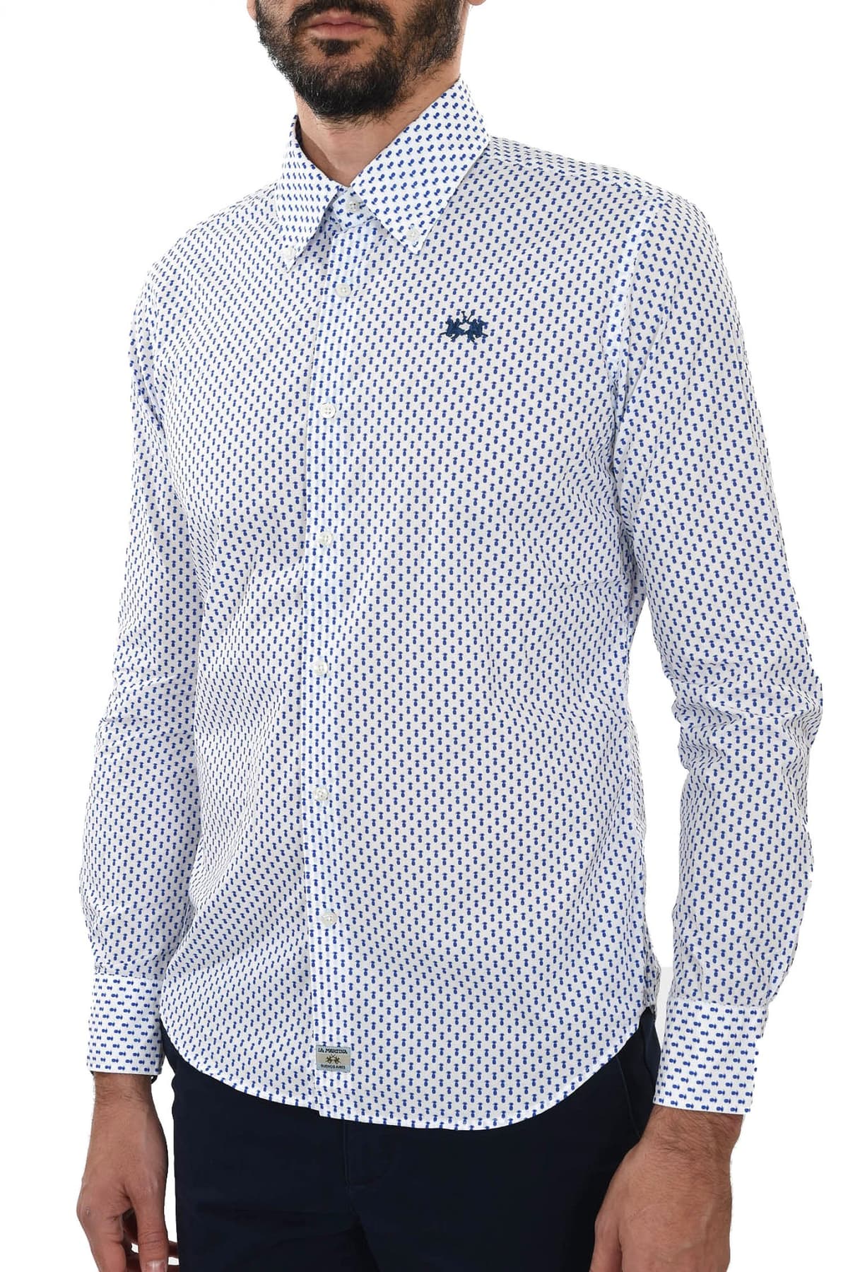 LA MARTINA ΠΟΥΚΑΜΙΣΟ BUTTON DOWN ALL OVER PRINT REGULAR FIT ΛΕΥΚΟ-ΜΠΛΕ