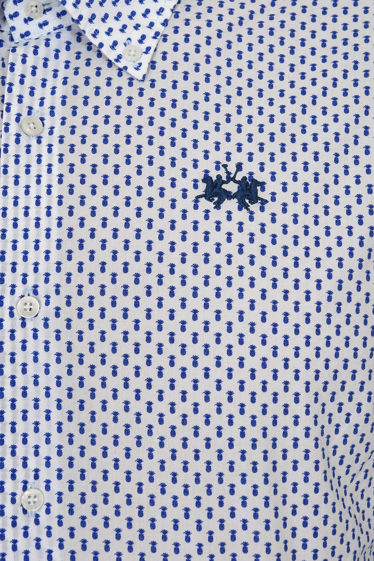 LA MARTINA ΠΟΥΚΑΜΙΣΟ BUTTON DOWN ALL OVER PRINT REGULAR FIT ΛΕΥΚΟ-ΜΠΛΕ