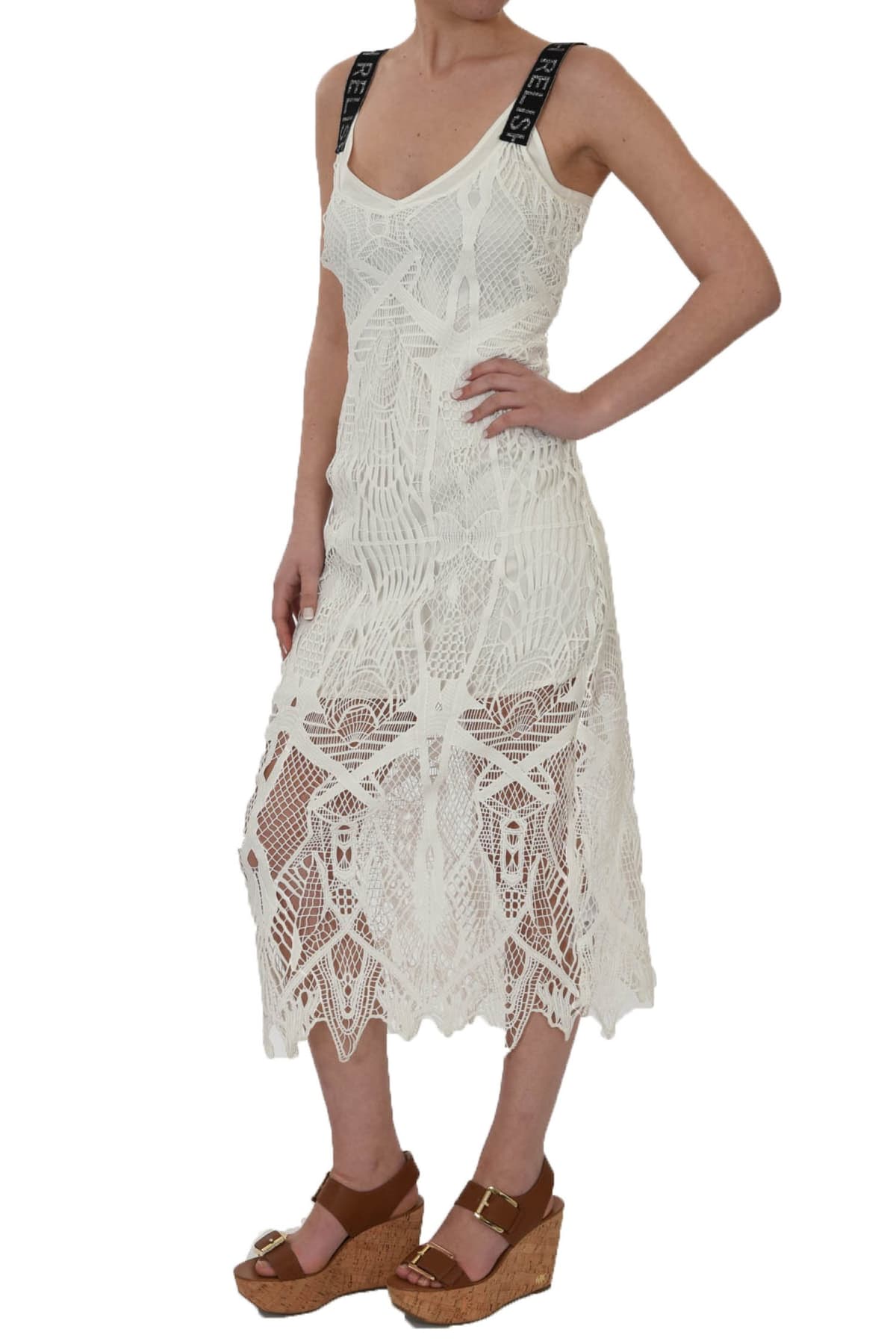 RELISH ΦΟΡΕΜΑ ULYSSES V-NECK ΤΙΡΑΝΤΑ LOGO ΔΑΝΤΕΛΑ MILK