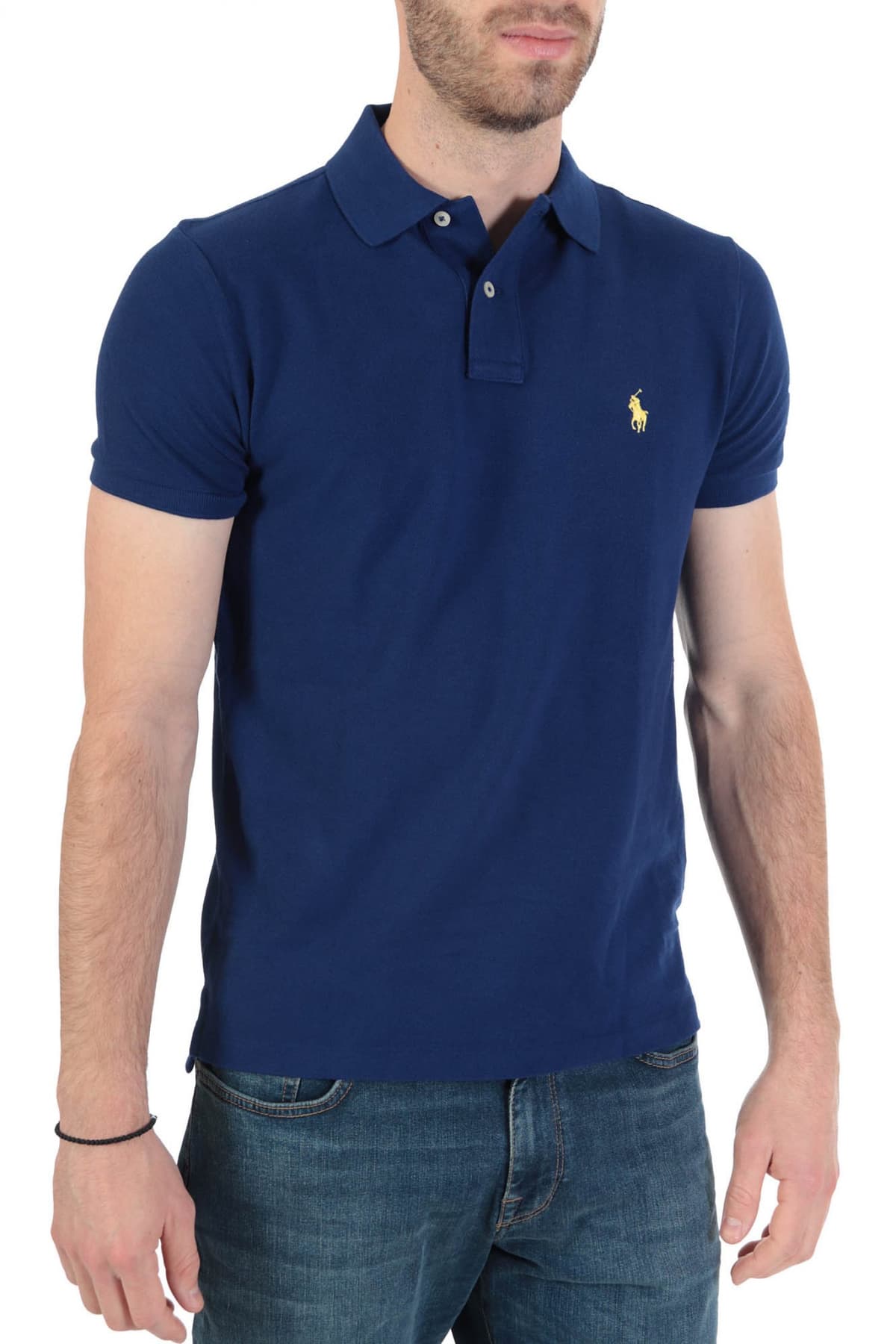 RALPH LAUREN POLO CUSTOM SLIM FIT ΜΠΛΕ