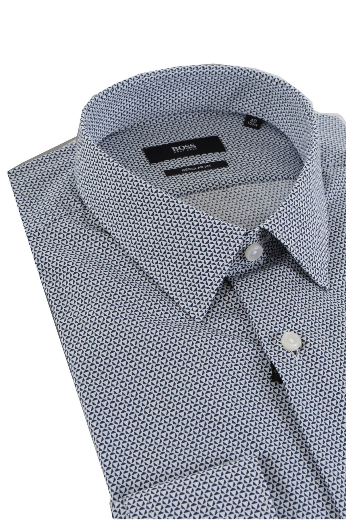 BOSS BUSINESS ΠΟΥΚΑΜΙΣΟ REGULAR FIT ELIOTT ΣΧΕΔΙΑΣΤΟ ΜΠΛΕ