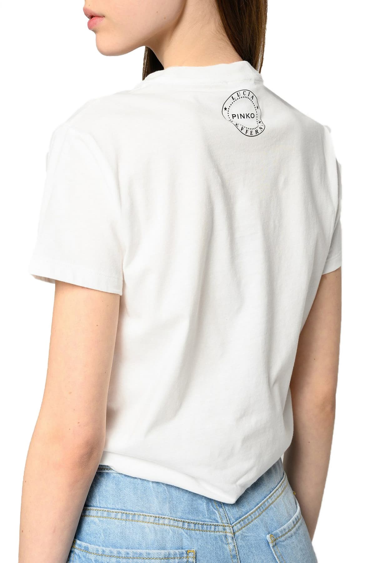 PINKO T-SHIRT LUNEDI LOGO FRIDA CHI-HALO LUCIA HEFFERNAN ΛΕΥΚΟ