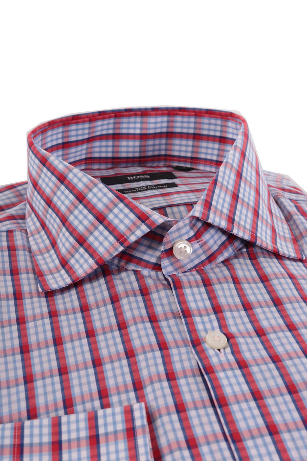 BOSS ΠΟΥΚΑΜΙΣΟ JARON SLIM FIT ΚΑΡΩ ΚΟΚΚΙΝΟ