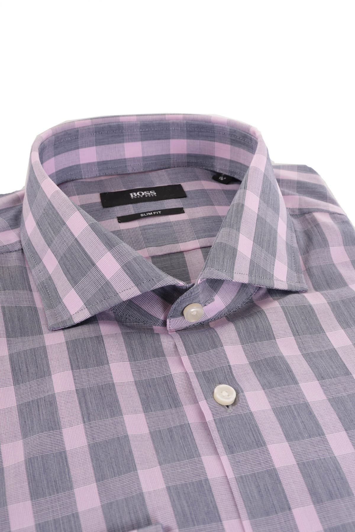 BOSS ΠΟΥΚΑΜΙΣΟ SLIM FIT ΜΕΓΑΛΟ ΚΑΡΩ JASON ΡΟΖ