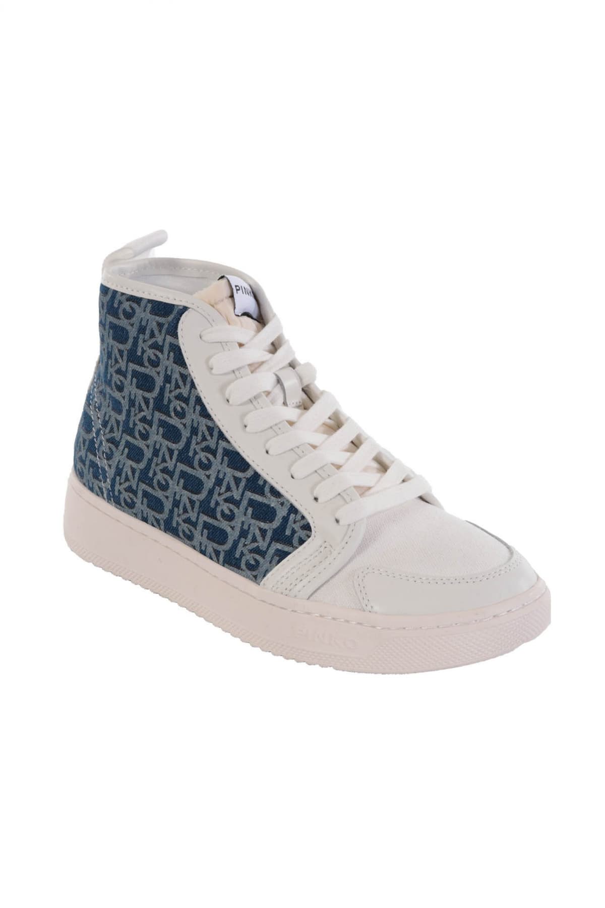 PINKO ΠΑΠΟΥΤΣΙΑ SNEAKERS LIQUIRIZIA HIGH TOP2 DENIM MONOGRAMM ΜΠΕΖ