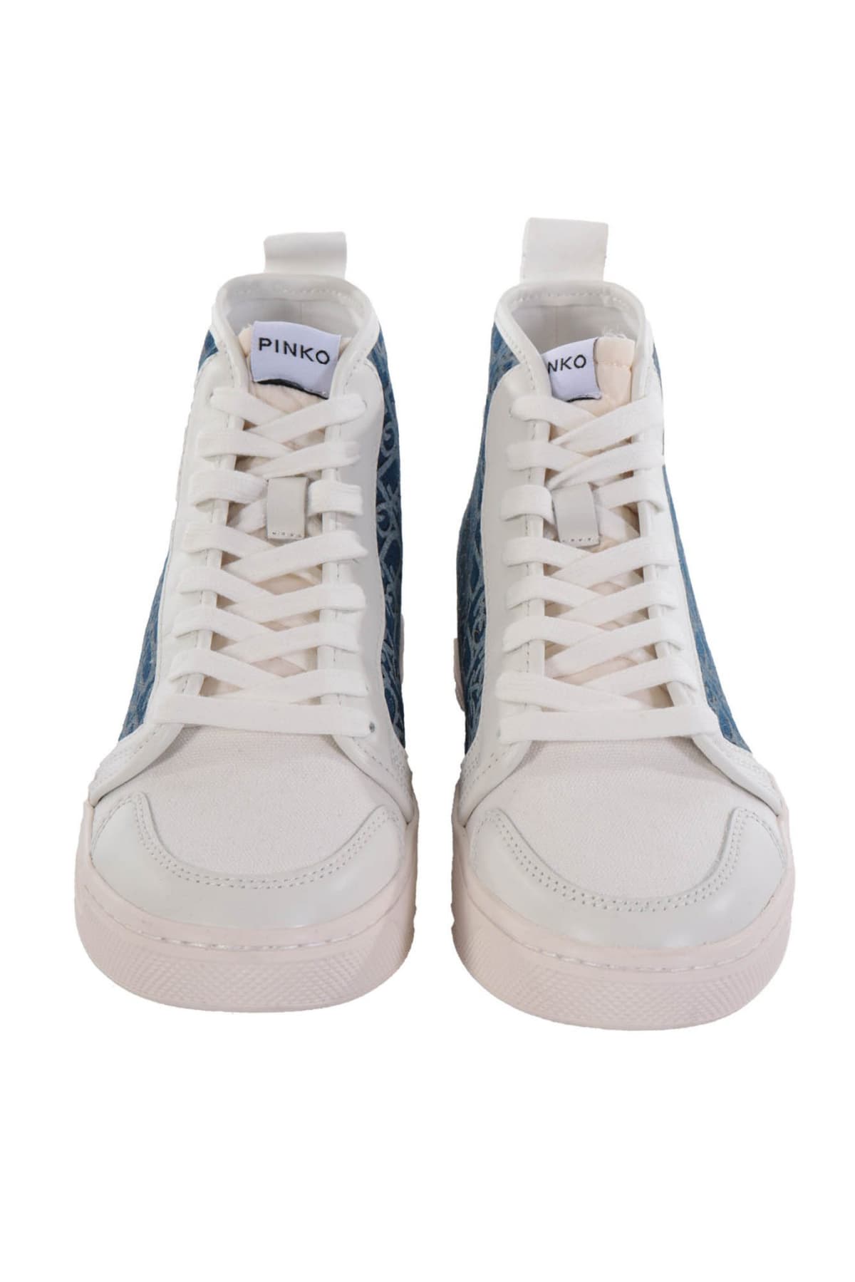 PINKO ΠΑΠΟΥΤΣΙΑ SNEAKERS LIQUIRIZIA HIGH TOP2 DENIM MONOGRAMM ΜΠΕΖ