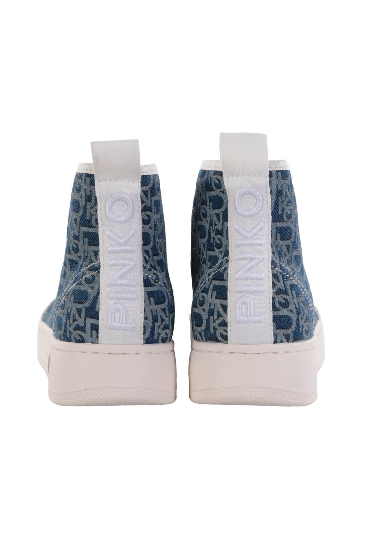 PINKO ΠΑΠΟΥΤΣΙΑ SNEAKERS LIQUIRIZIA HIGH TOP2 DENIM MONOGRAMM ΜΠΕΖ