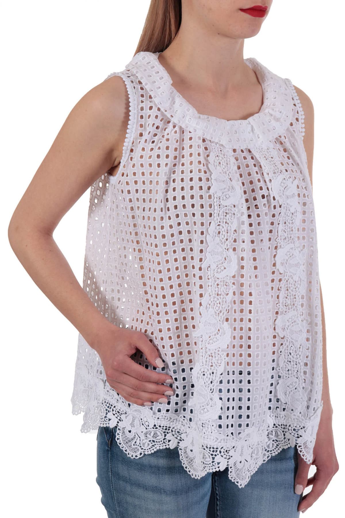 PINKO TOP VEDRAI ΚΟΦΤΟ ΒΟΛΑΝ ΛΑΙΜO ΔΑΝΤΕΛΑ ΛΑΙΜΟ BIRDS ΛΕΥΚΟ