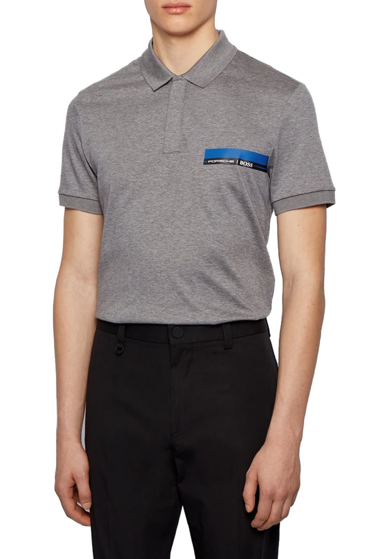 BOSS POLO SLIM FIT POLSTON 21_PS PORSCHE CAPSULE ΓΚΡΙ