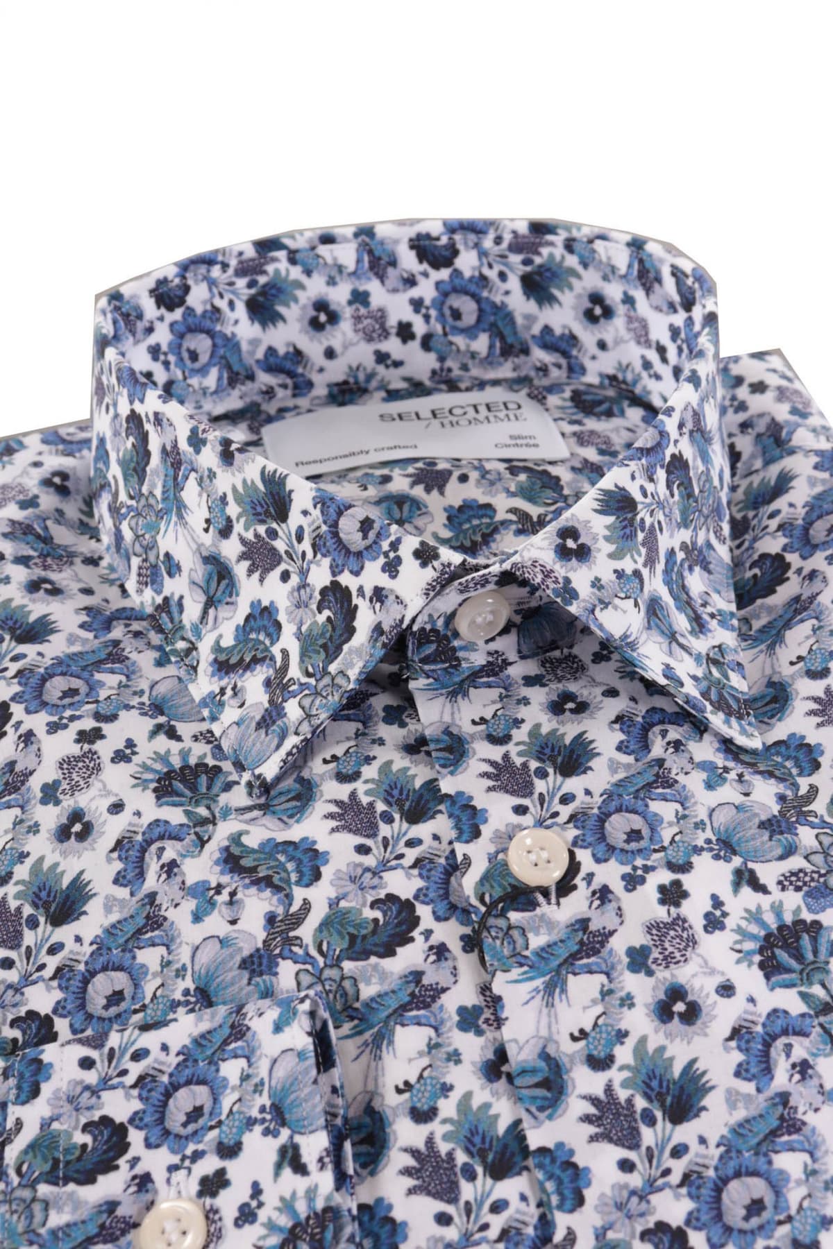 SELECTED ΠΟΥΚΑΜΙΣΟ FLORAL SLHSLIMPEN-DANNY ΜΠΛΕ