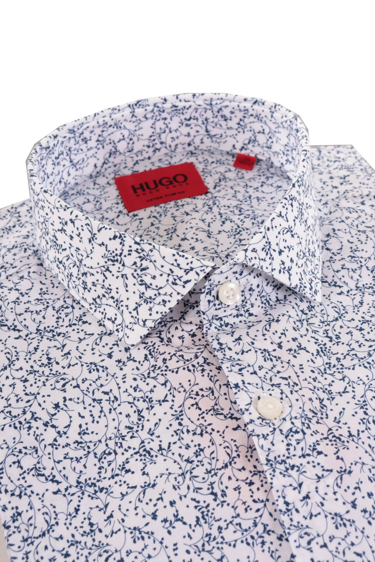 HUGO ΠΟΥΚΑΜΙΣΟ ALL OVER PRINT EXTRA SLIM FIT ERONDO ΜΠΛΕ-ΛΕΥΚΟ