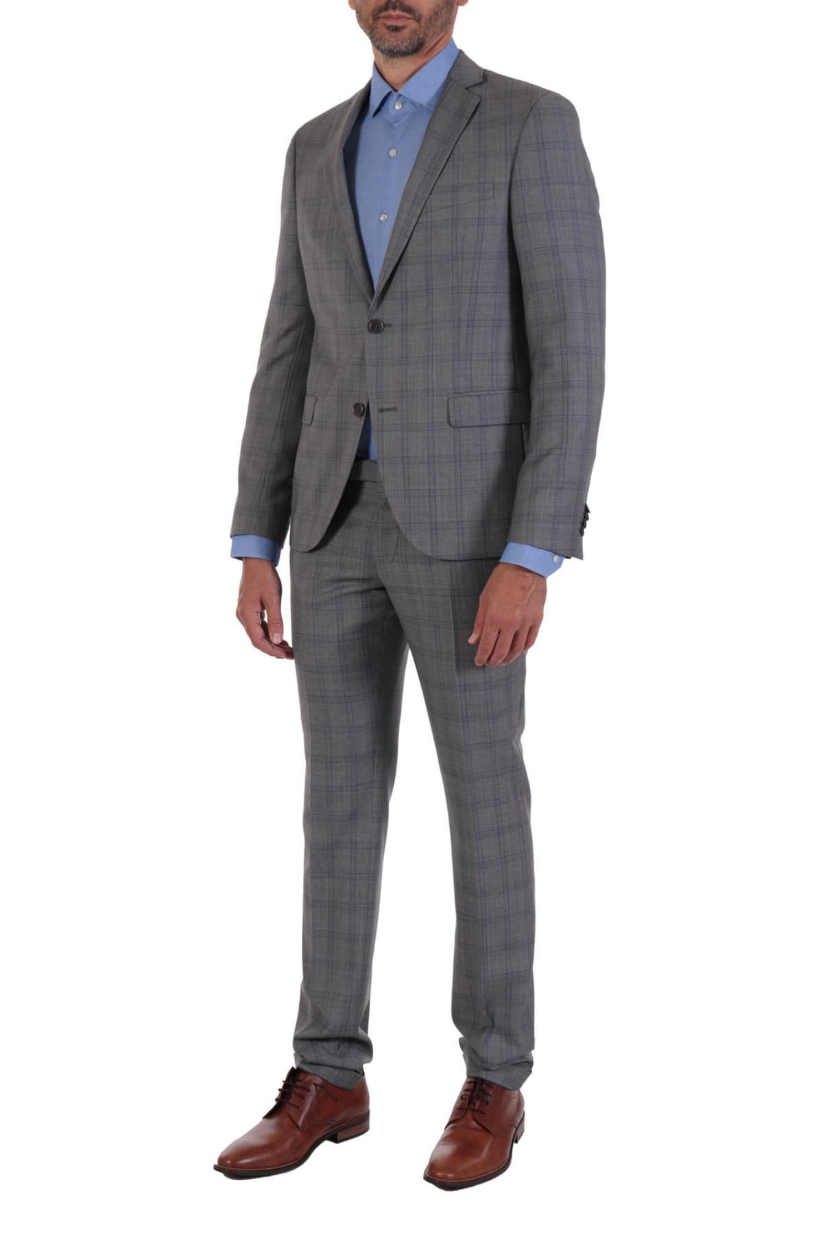 TOM FRANK ΚΟΣΤΟΥΜΙ ΚΑΡΩ MAD 1 SUPER 130S REDA ΓΚΡΙ-ΜΠΛΕ